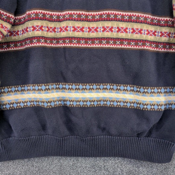 Tommy Hilfiger Golf Men's Pullover Sweater Blue Large Fair Isle Striped V-Neck - Picture 4 of 12